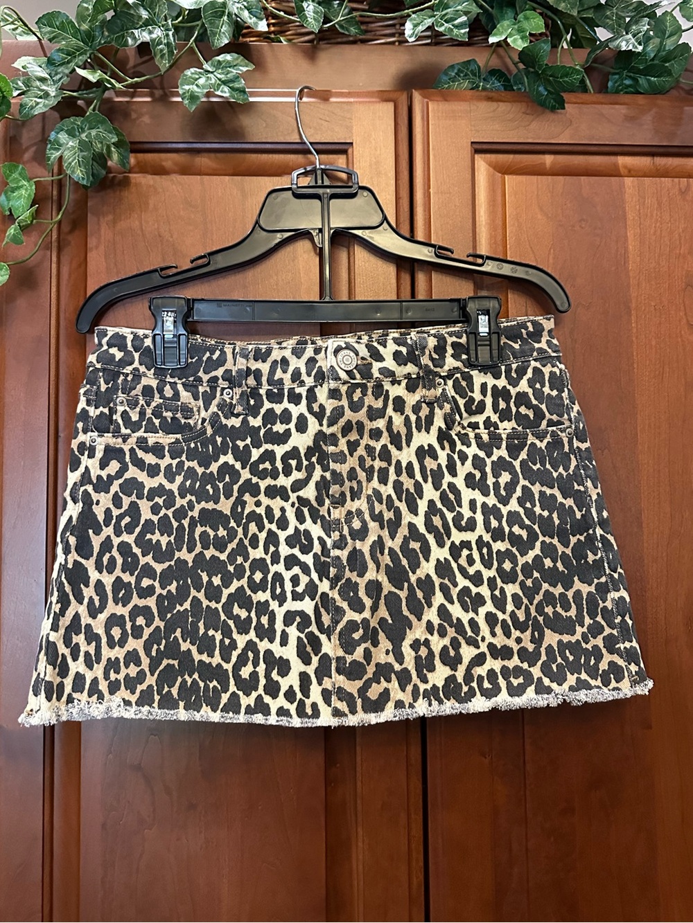 YMI Leopard Print Mini Skirt in Black & Tan